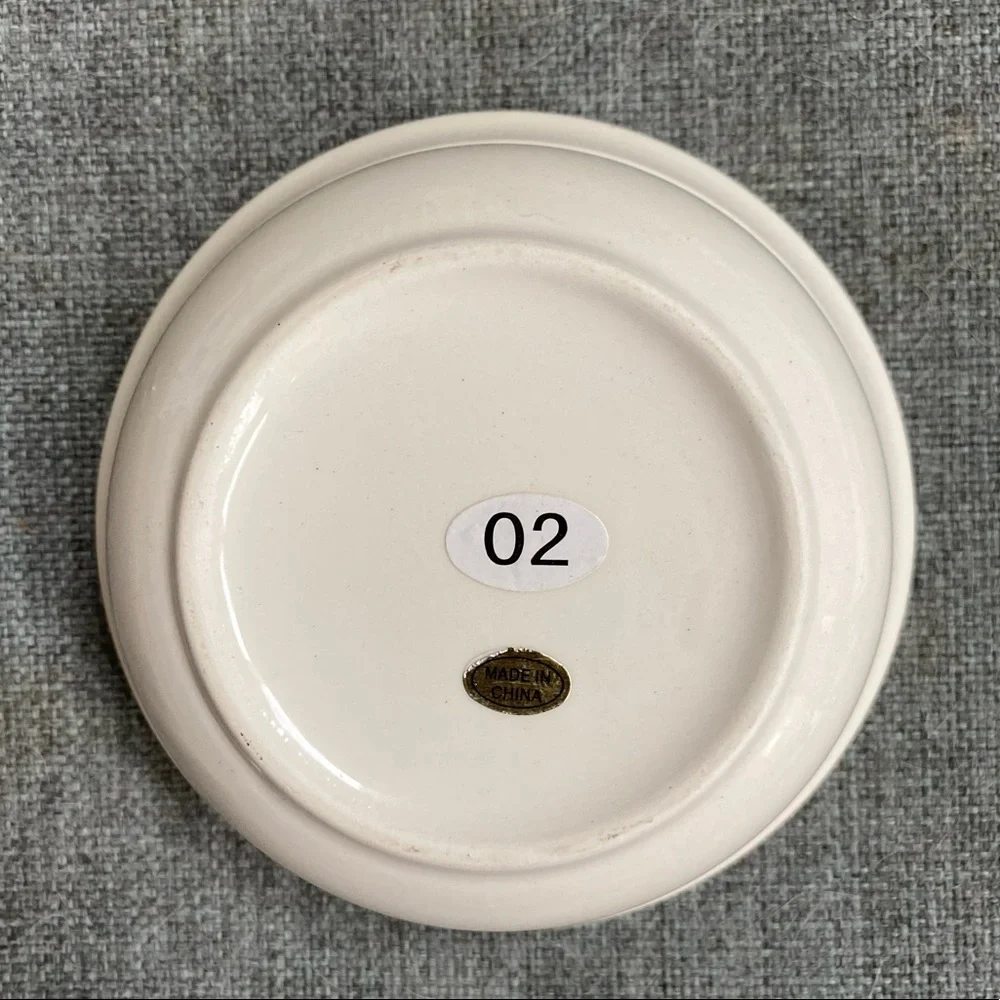 🌺4 Items 25$🌺 Cat Dish w Paw Prints - Cream & Green - Ceramic
